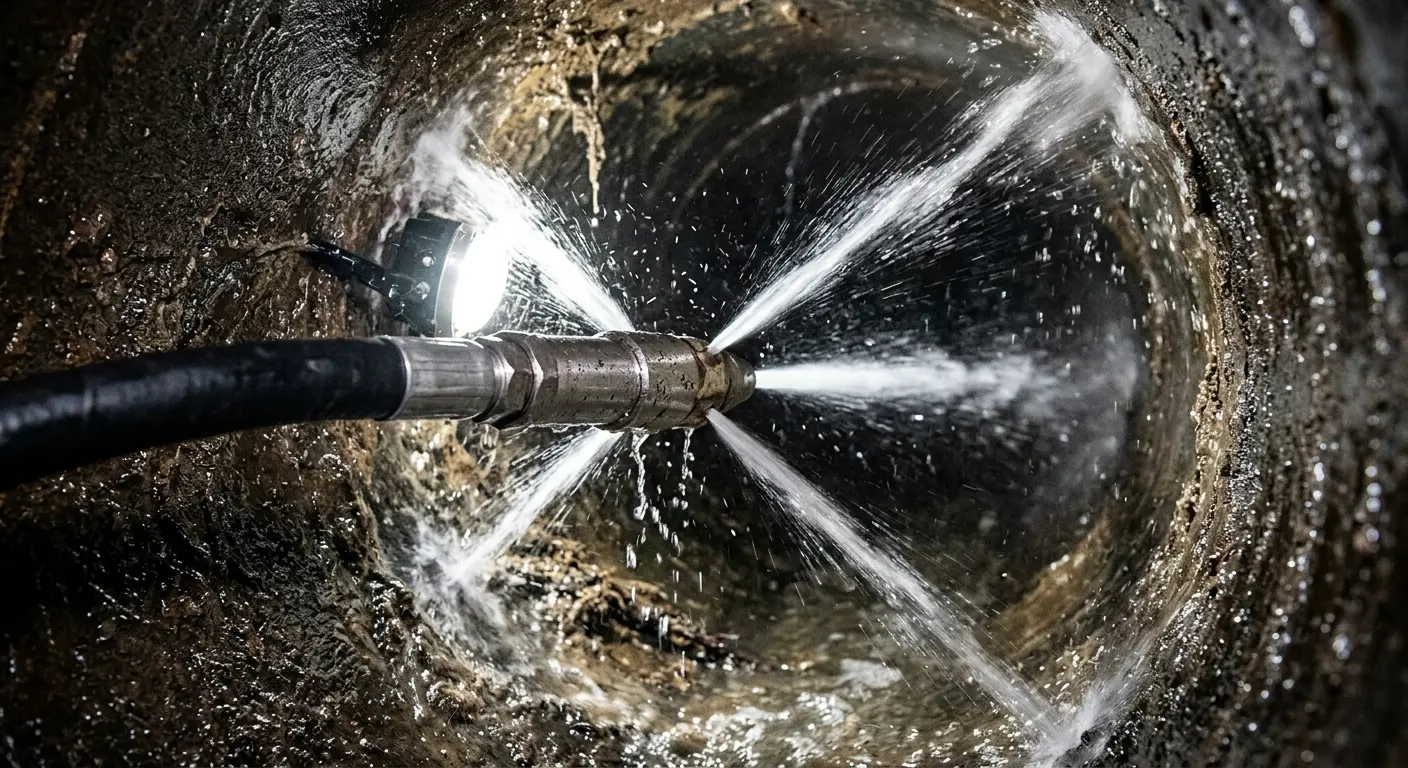 High-pressure hydro jetting nozzle cleaning sewer pipe for Storm Drain Cleaning in Ladson